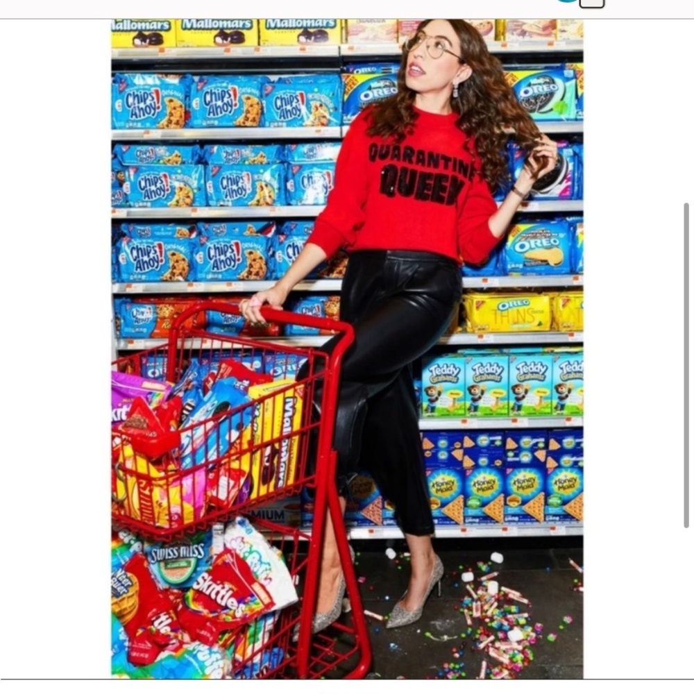 Alice + Olivia Red 'Quarantine Queen' Sweatshirt